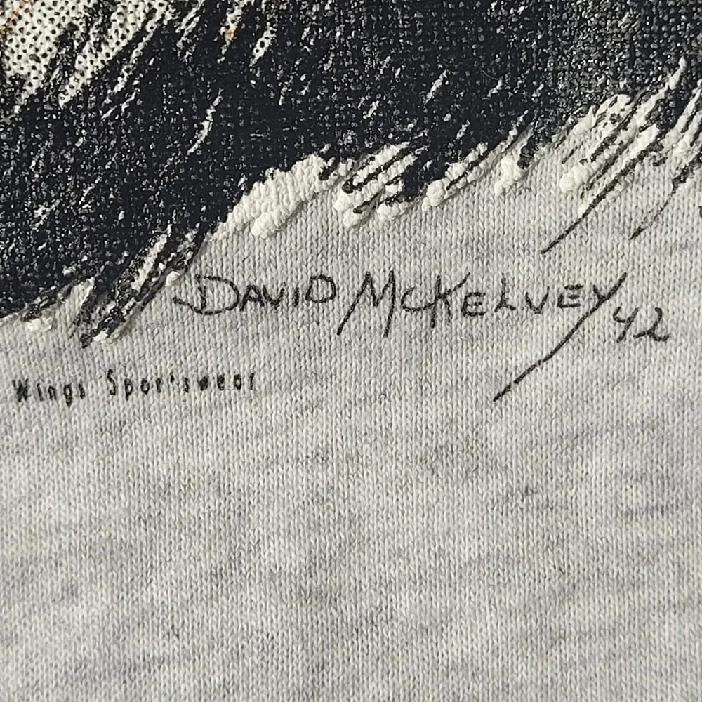 Vtg Hanes Heavyweight Mens Gray Eagle 1992 David McKelvey Shirt XL Made In USA - Picture 4 of 5